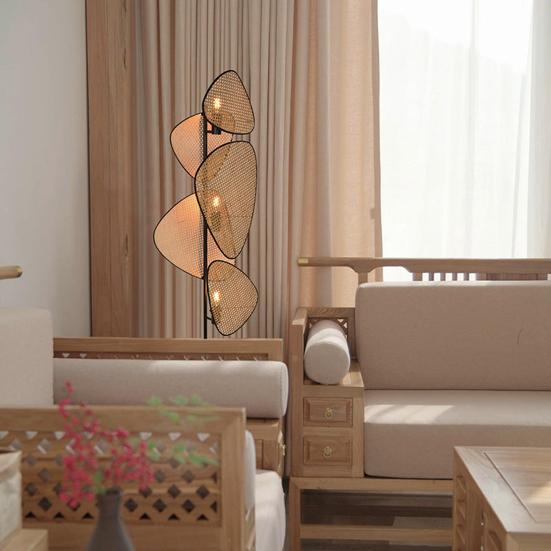 Japanese Bamboo Floor Lamp - Modern LED Standing Light for Living Room