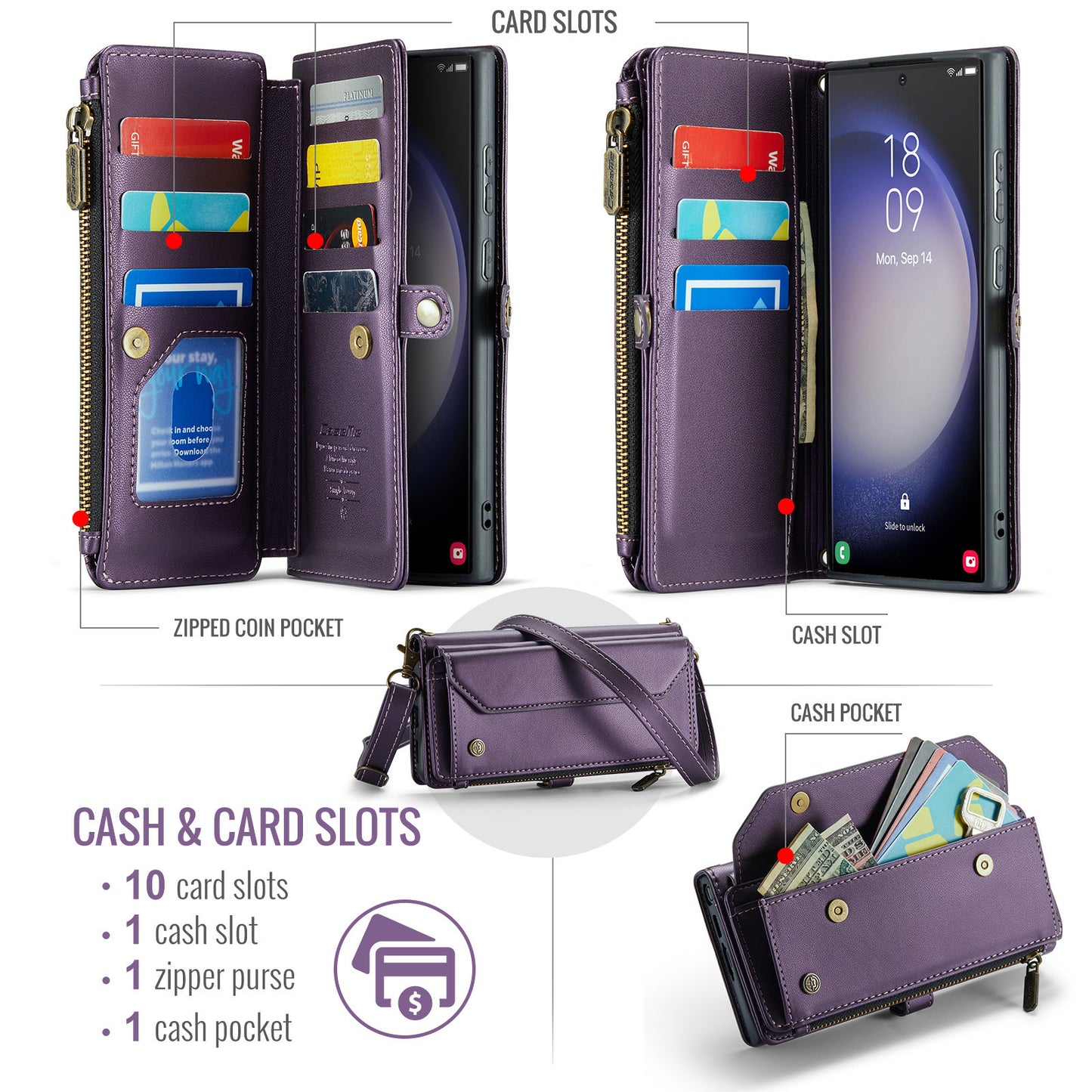 Premium Leather Phone Case - Universal Fit Mobile Phone Wallet Case