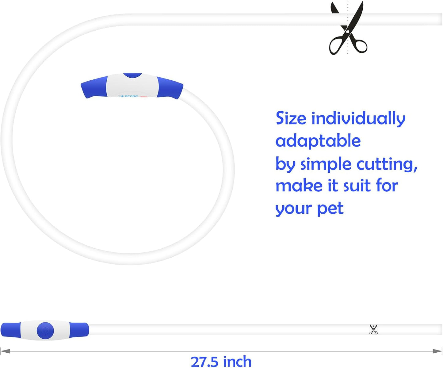 Light up Dog Collar,  USB Rechargeable Flash Dog Necklace Light, Pet Safety Collar Makes Your Beloved Dogs Be Seen at Night for Small Medium Large Dogs(Blue)