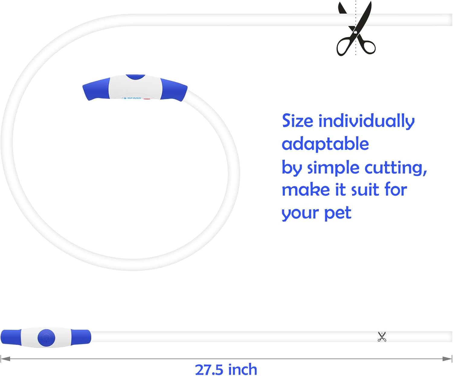 Light up Dog Collar,  USB Rechargeable Flash Dog Necklace Light, Pet Safety Collar Makes Your Beloved Dogs Be Seen at Night for Small Medium Large Dogs(Blue)