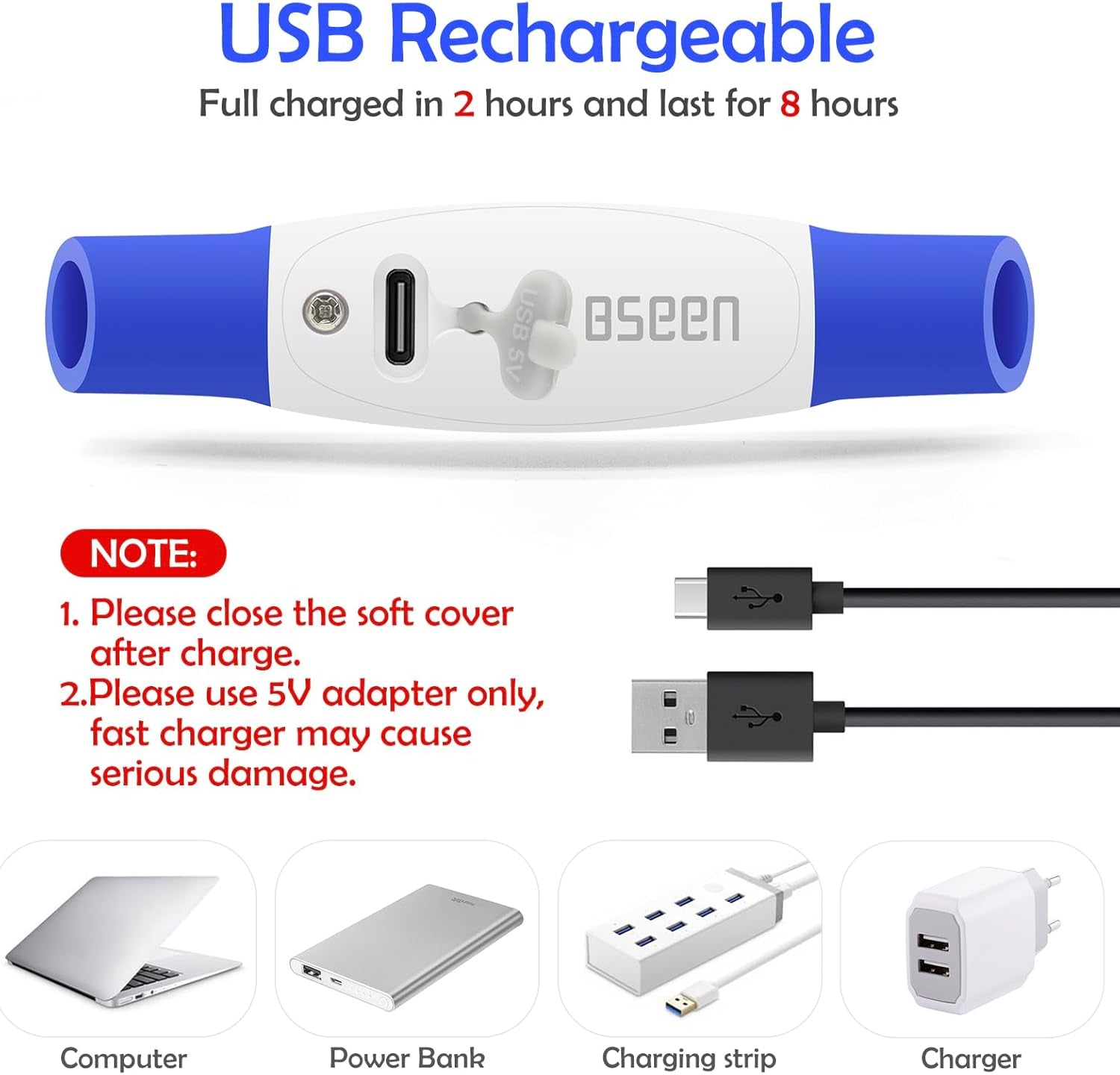 Light up Dog Collar,  USB Rechargeable Flash Dog Necklace Light, Pet Safety Collar Makes Your Beloved Dogs Be Seen at Night for Small Medium Large Dogs(Blue)