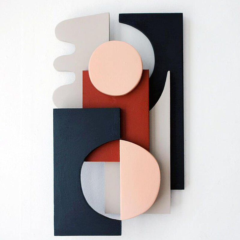 Modern Minimalist 3D Wall Art for Living Room - Abstract Composition Sofa Background Decor