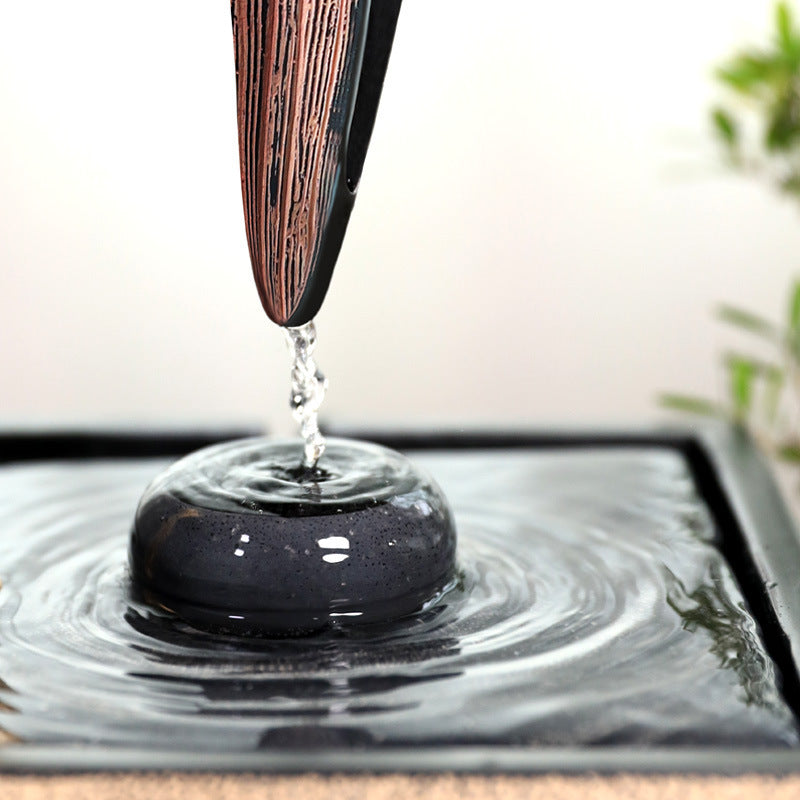 Zen Flowing Water Fountain - Resin Tabletop Waterfall Ornament for Home Decor