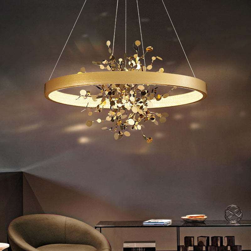 All Copper Pendant Lamp - Modern Luxury Creative Circle Design | Simple Living Room Light 4kg