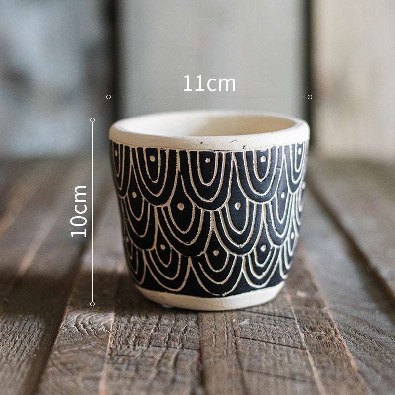 Geometric Art Flowerpot - Modern Creative Ceramic Planter for Home Decor (1013g)