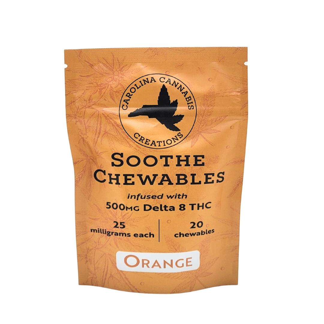Soothe Chewables Delta 8 Orange 25mg - 20ct Bag 500mg Total | Carolina Cannabis Creations