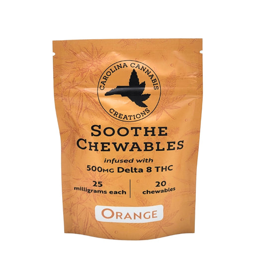 Soothe Chewables Delta 8 Orange 25mg - 20ct Bag 500mg Total | Carolina Cannabis Creations