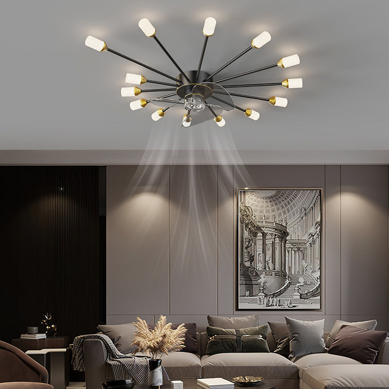 Nordic Ceiling Fan with Light - Modern Minimalist Fan Chandelier for Living Room