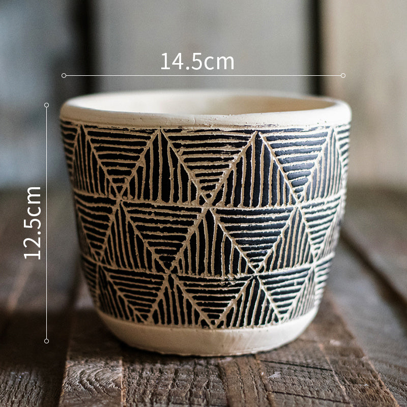 Geometric Art Flowerpot - Modern Creative Ceramic Planter for Home Decor (1013g)