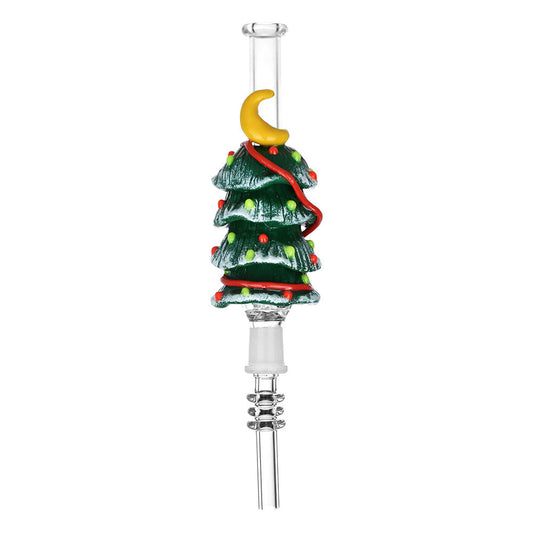 Christmas Tree Dab Straw - 7 Inch Glass Vapor Vessel with Quartz Tip | 10mm