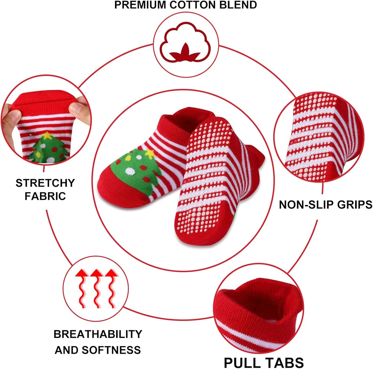 12 Pairs Toddler Socks with Grippers Non Slip Baby Boys Girls Ankle Socks 3T-4T 4T-5T