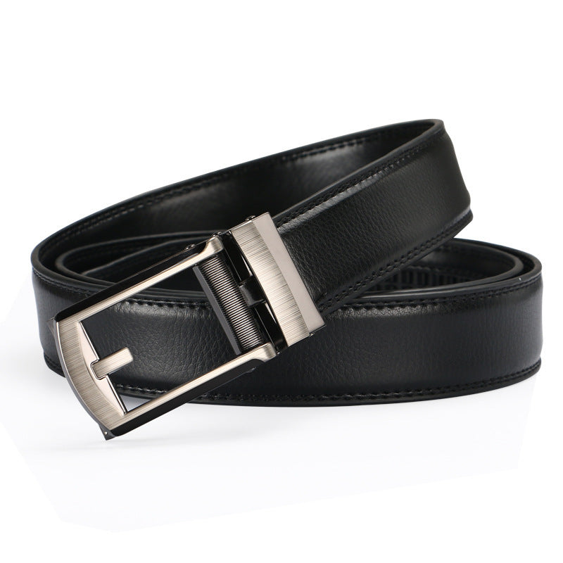 Men's Leather Belt - Two-Layer Cowhide Automatic Buckle Dress Belt (167g)