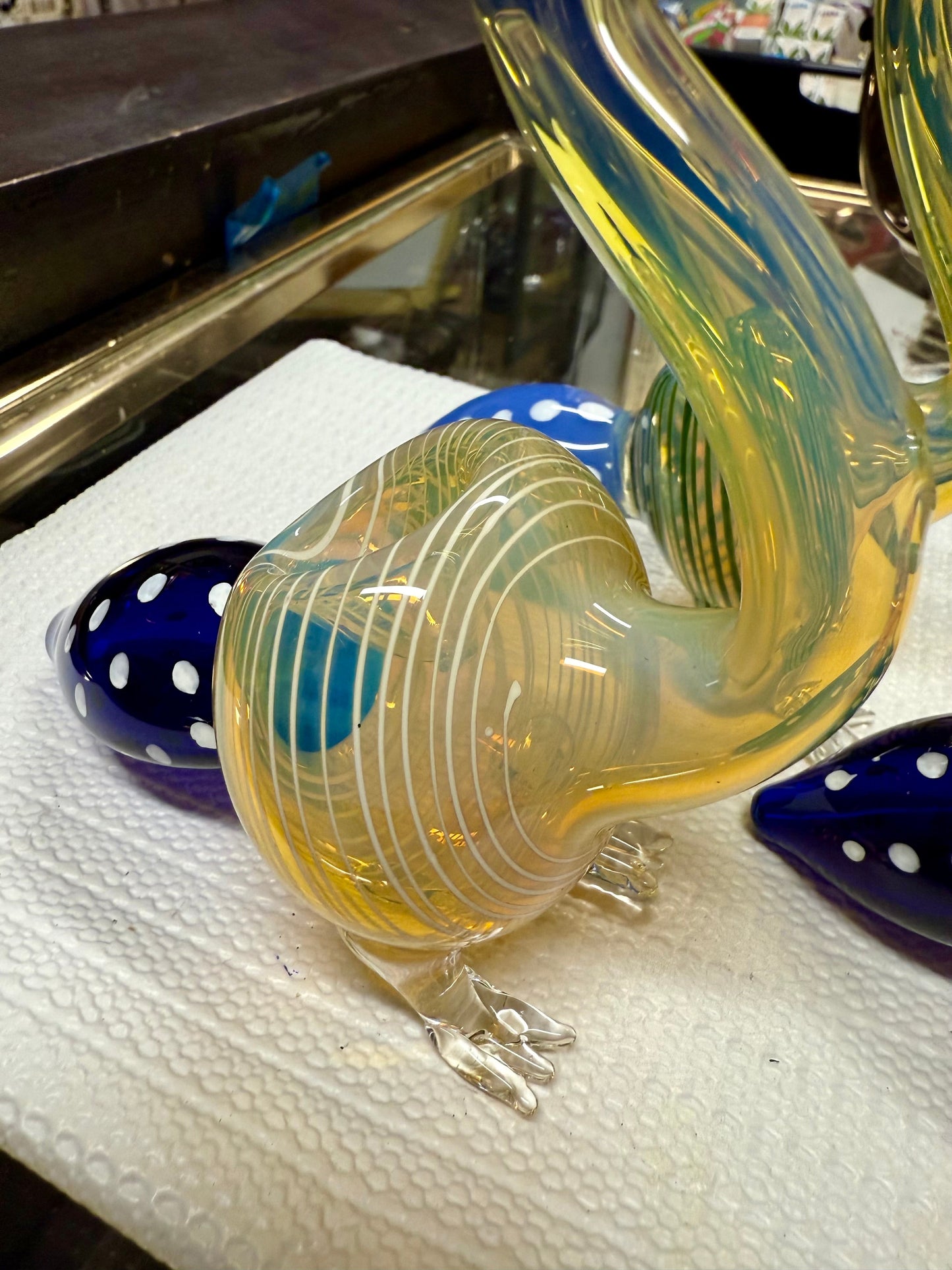 Ripkitty 5 Inch Peacock Glass Hand Pipe - Unique Dry Herb Smoking Pipe