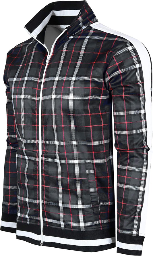 -TRACK JACKET Mens Urban Hip Hop Premium Track Jacket - Slim Fit Side Taping Sportswear Urbanwear Streetwear Top