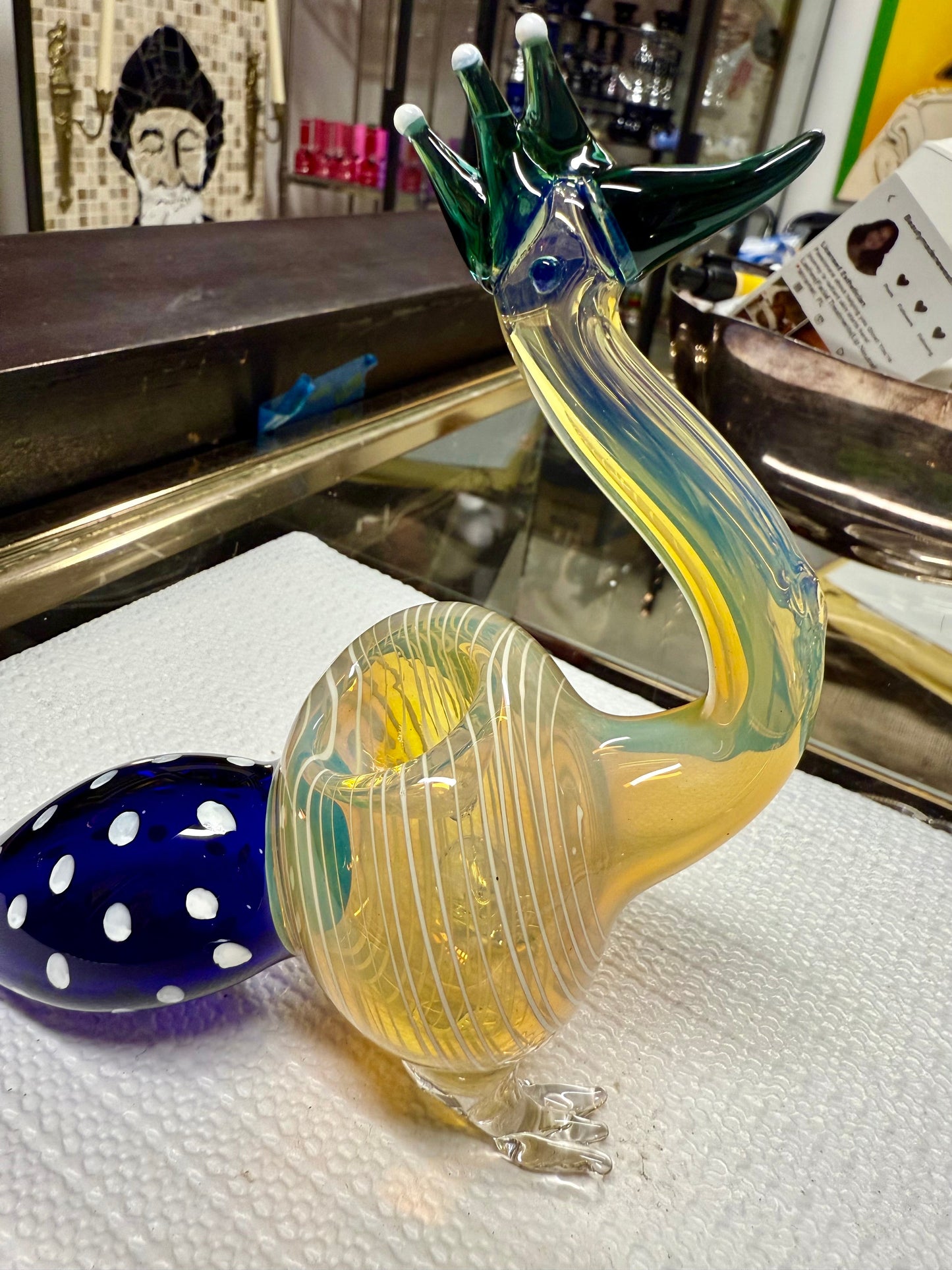 Ripkitty 5 Inch Peacock Glass Hand Pipe - Unique Dry Herb Smoking Pipe