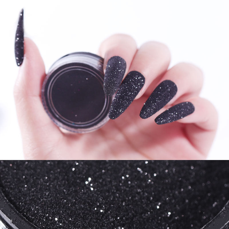 Black Glitter Nail Powder - Starlight Sugar Effect Nail Art Accessories (2g)