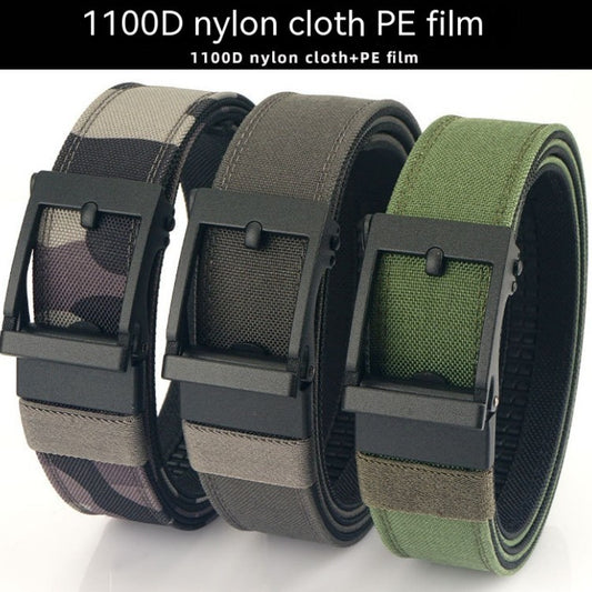 Men's Tactical Belt - Automatic Buckle Nylon Web Belt for Outdoor & Casual (300g)