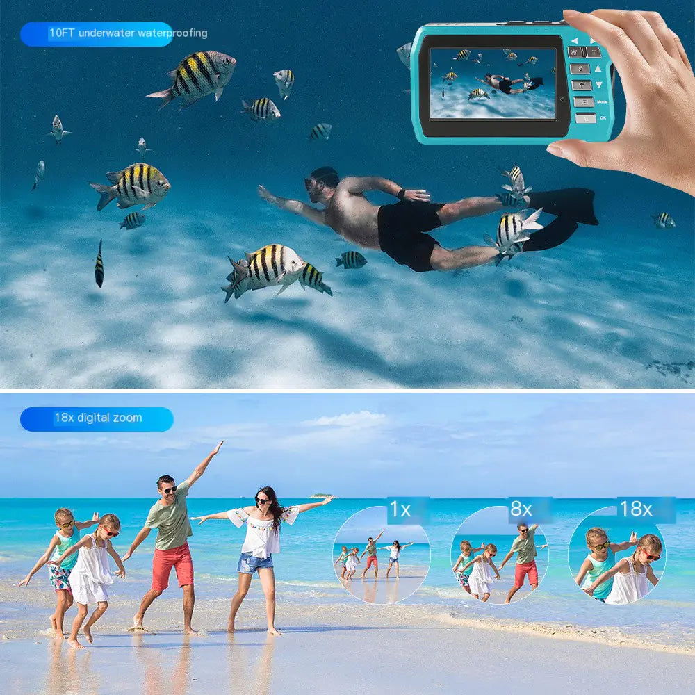 4K Digital Camera with Dual LCD Screens and Waterproof